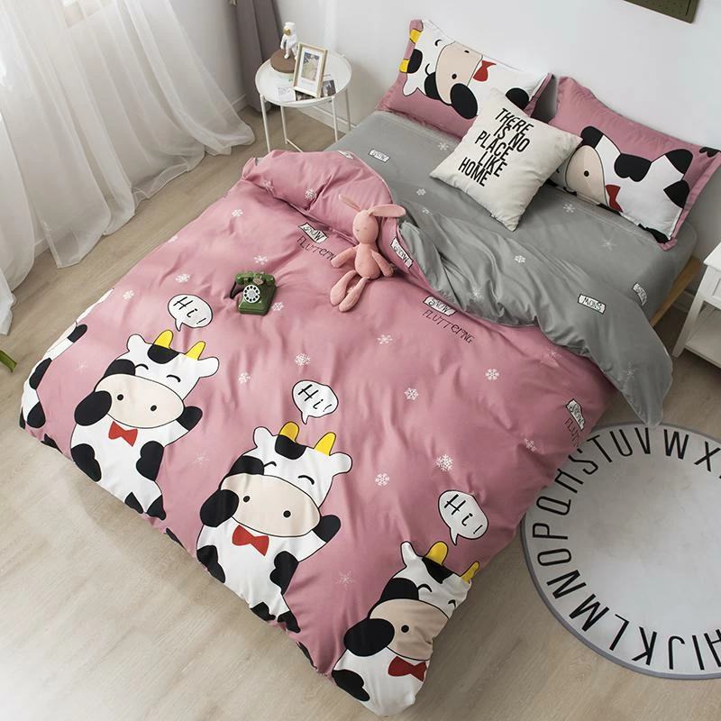 Home Decor Cheerful 'Hi' Cow Pink & Grey Bedding Set 4 Home Decor Cheerful 'Hi' Cow Pink & Grey Bedding Set