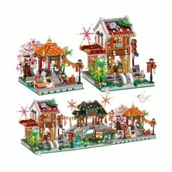 Build It Chinese Street Lake Bridge Pavilion Teahouse Micro Building Set Collection