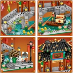 Build It Chinese Street Lake Bridge Pavilion Teahouse Micro Building Set Collection
