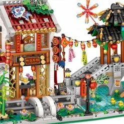 Build It Chinese Street Lake Bridge Pavilion Teahouse Micro Building Set Collection