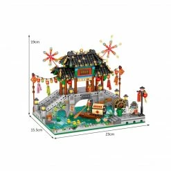 Build It Chinese Street Lake Bridge Pavilion Teahouse Micro Building Set Collection