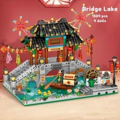 Build It Chinese Street Lake Bridge Pavilion Teahouse Micro Building Set Collection