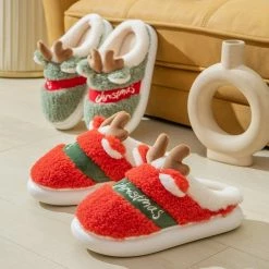 Apparel Christmas Reindeer Home Slippers