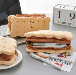 Accessories Cookie Biscuit Sandwich Plush Pencil Case Stationery