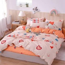 Home Decor Coral Pink Smile Bedding Set Home & Pets