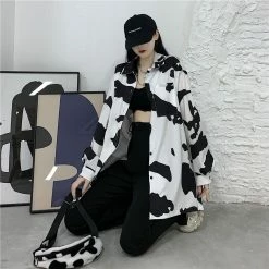 Apparel Cow Print Oversized Blouse/Shirt
