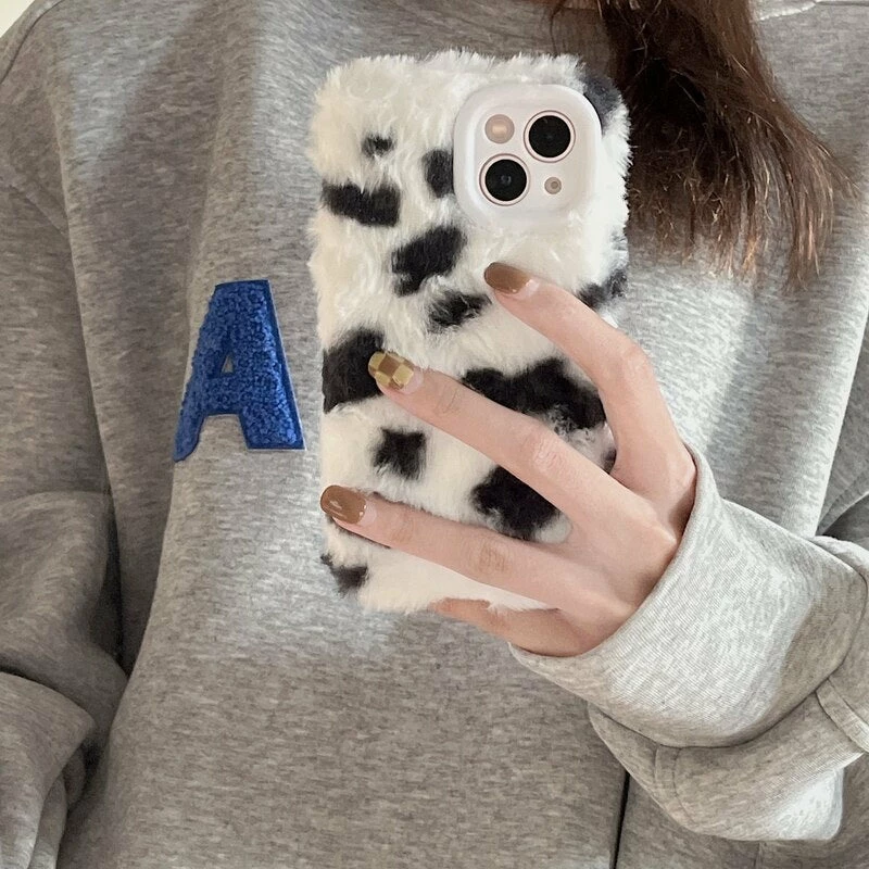 Accessories Cow Print Plush IPhone Case 4 Accessories Cow Print Plush IPhone Case
