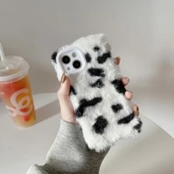 Accessories Cow Print Plush IPhone Case 15 Accessories Cow Print Plush IPhone Case