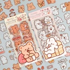 Accessories Stationery Cream Bear And Rabbit Stickers Set