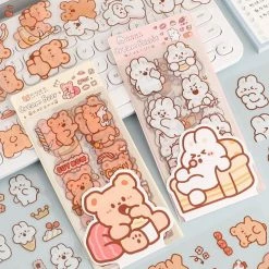 Accessories Stationery Cream Bear And Rabbit Stickers Set