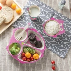 Home Decor Cute Cartoon Adorable Animal Bamboo Dinnerware Set