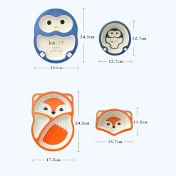 Home Decor Cute Cartoon Adorable Animal Bamboo Dinnerware Set