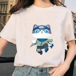 Apparel Cute Cartoon Cat Prints Women's Tee Collection 1