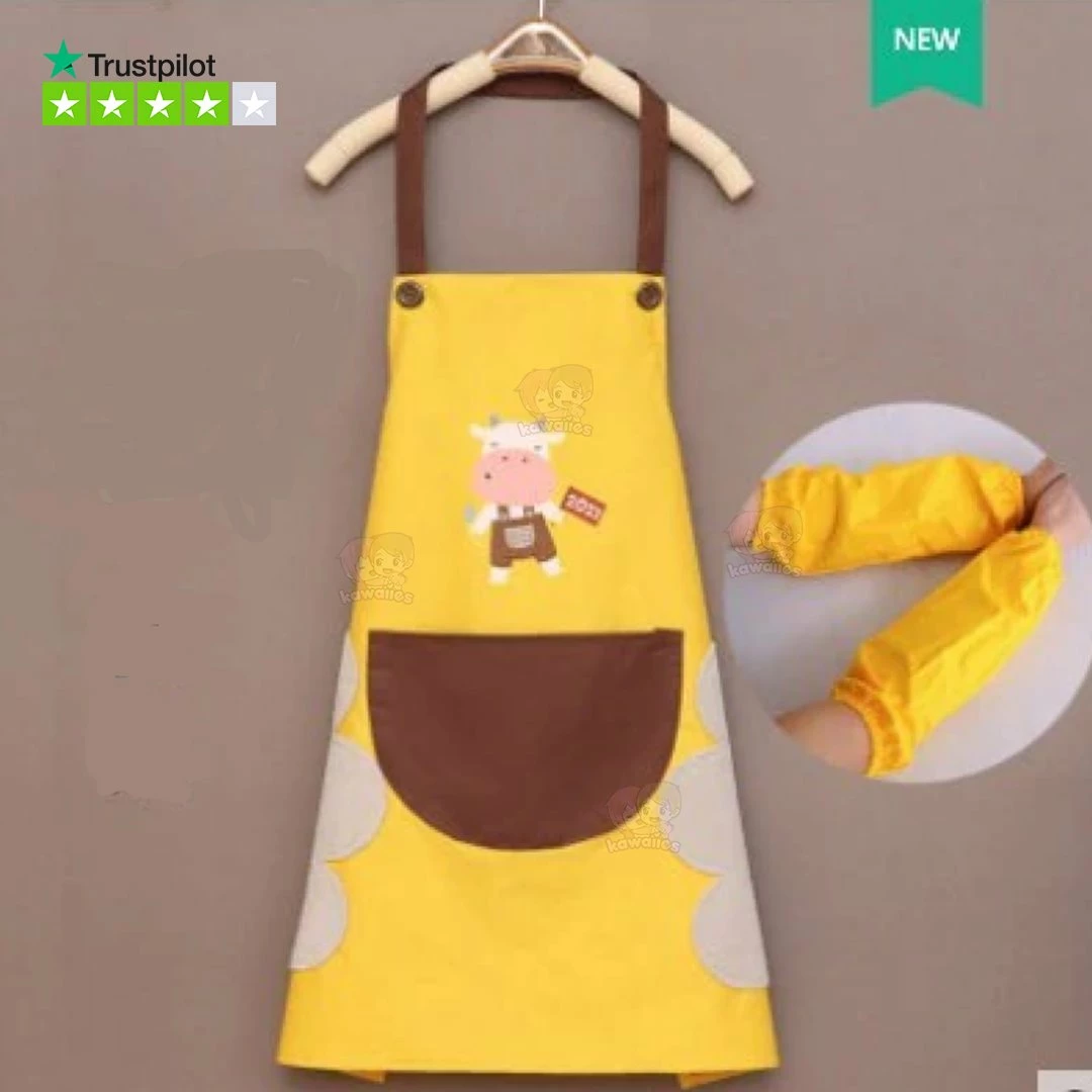 Home Decor Cute Cow Print Waterproof Apron Set With Short Sleeves Home & Pets 3 Home Decor Cute Cow Print Waterproof Apron Set With Short Sleeves Home & Pets