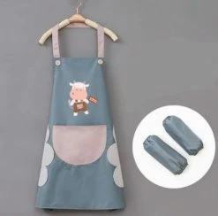 Home Decor Cute Cow Print Waterproof Apron Set With Short Sleeves Home & Pets