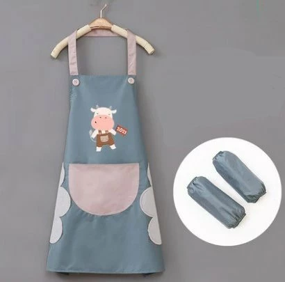 Home Decor Cute Cow Print Waterproof Apron Set With Short Sleeves Home & Pets 4 Home Decor Cute Cow Print Waterproof Apron Set With Short Sleeves Home & Pets