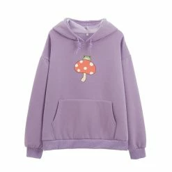 Apparel Cute Frog Mushroom Part Cotton Hoodie