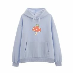 Apparel Cute Frog Mushroom Part Cotton Hoodie