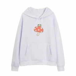 Apparel Cute Frog Mushroom Part Cotton Hoodie
