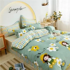 Home Decor Cute Girl Surrounded By Flowers Bedding Set