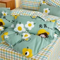 Home Decor Cute Girl Surrounded By Flowers Bedding Set