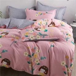 Home Decor Cute Girl Surrounded By Flowers Bedding Set