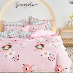 Home Decor Cute Girl Surrounded By Flowers Bedding Set