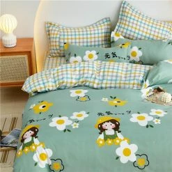 Home Decor Cute Girl Surrounded By Flowers Bedding Set