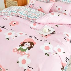 Home Decor Cute Girl Surrounded By Flowers Bedding Set