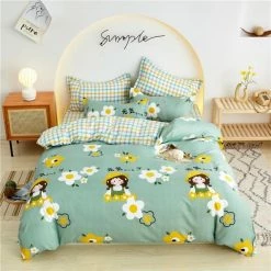 Home Decor Cute Girl Surrounded By Flowers Bedding Set
