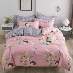 Home Decor Cute Girl Surrounded By Flowers Bedding Set