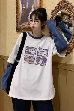 Apparel Cute Rabbit On The Moon Top With Long Raglan Sleeves