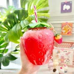 Home Decor Cute Strawberry Cup With Straw Home & Pets