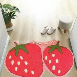 Home Decor Food & Drinks Cute Welcome Cats And Fruits Mat