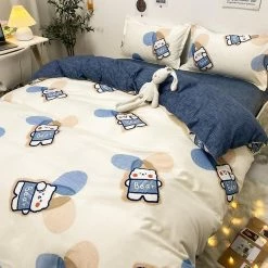 Home Decor Denim Teddy Bear Bedding Set