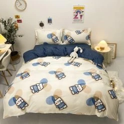 Home Decor Denim Teddy Bear Bedding Set