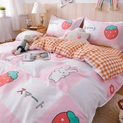 Home Decor Dreaming Of Japanese Bunnies And Strawberry Bedding Set Home & Pets