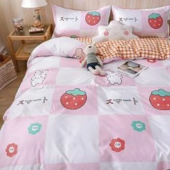 Home Decor Dreaming Of Japanese Bunnies And Strawberry Bedding Set Home & Pets 12 Home Decor Dreaming Of Japanese Bunnies And Strawberry Bedding Set Home & Pets