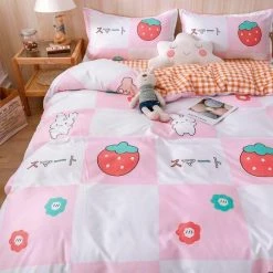 Home Decor Dreaming Of Japanese Bunnies And Strawberry Bedding Set Home & Pets