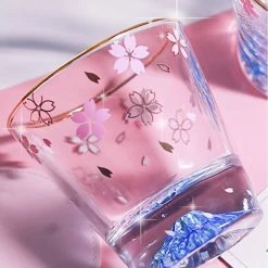 Home Decor Home & Pets Elegant Sakura Mount Fuji Glass Tea Cup