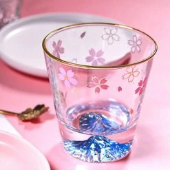 Home Decor Home & Pets Elegant Sakura Mount Fuji Glass Tea Cup