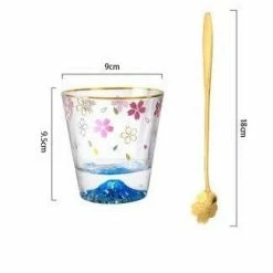 Home Decor Home & Pets Elegant Sakura Mount Fuji Glass Tea Cup
