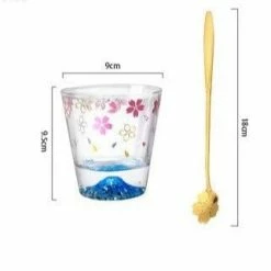 Home Decor Home & Pets Elegant Sakura Mount Fuji Glass Tea Cup