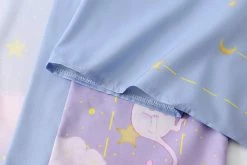 Apparel Elegant Sky Clouds Flying Cats Japanese Kimono