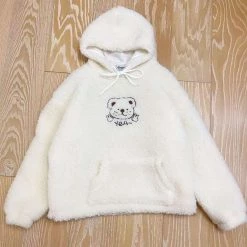 Apparel Embroidery Bear Polyester Wool Hoodie