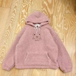 Apparel Embroidery Bear Polyester Wool Hoodie