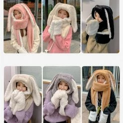 Apparel Faux Fur Bunny 3-in-1 Gloves Scarf Hat Combo