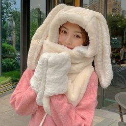 Apparel Faux Fur Bunny 3-in-1 Gloves Scarf Hat Combo