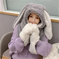 Apparel Faux Fur Bunny 3-in-1 Gloves Scarf Hat Combo