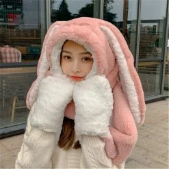 Apparel Faux Fur Bunny 3-in-1 Gloves Scarf Hat Combo